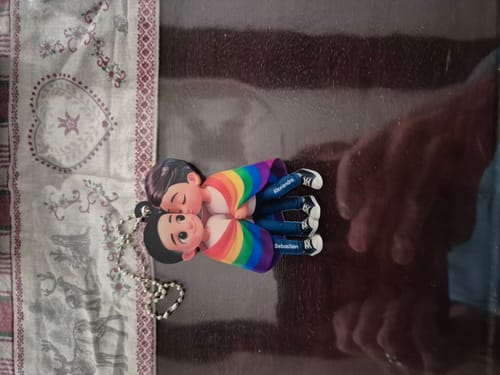 Customer photo review of Pride Month LGBT Couple Love Is Love Personalized Acrylic Car Ornament