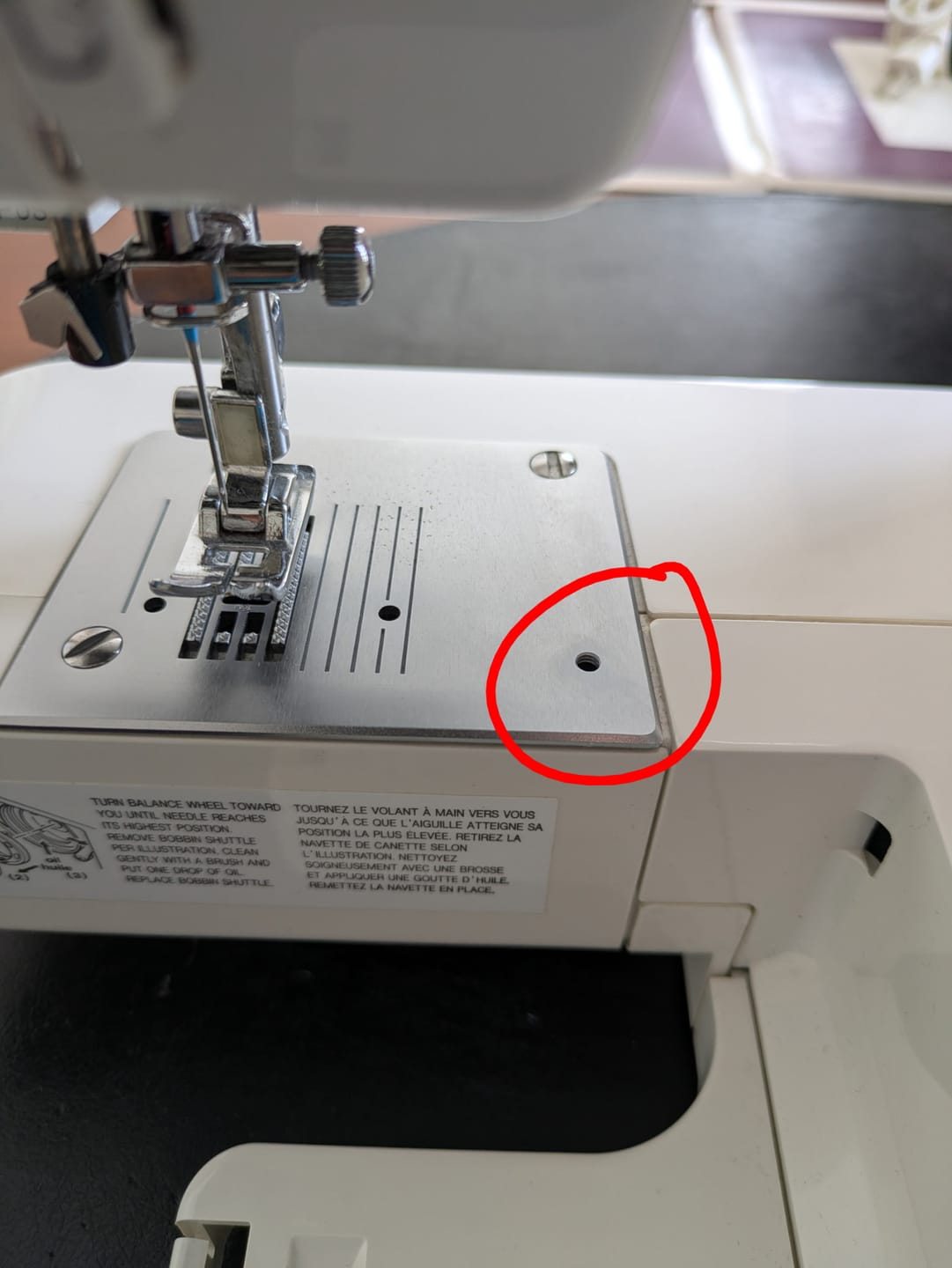 Customer photo review of Needle Plate Screw, Babylock #X50487051