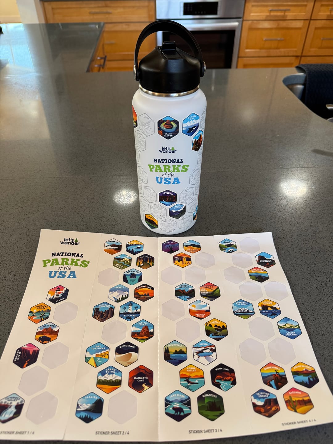 Customer photo review of Lets Wander™ National Parks Water Bottle + Stickers