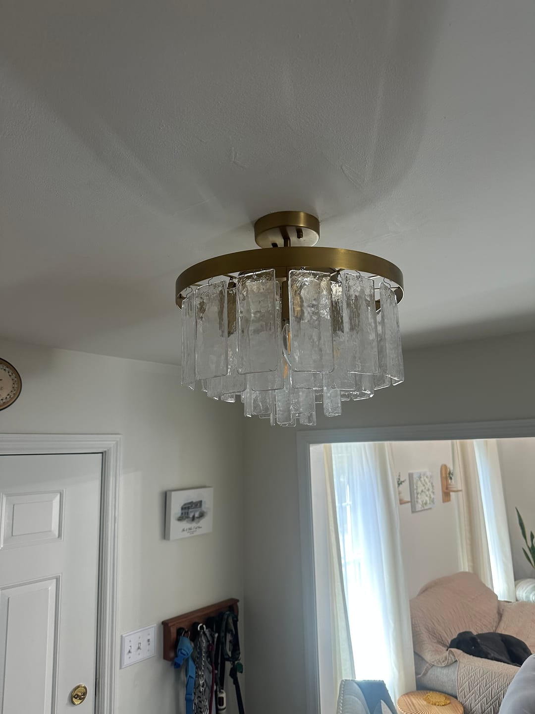 Customer photo review of Tiered Hammered Water Glass Round Semi Flush Mount