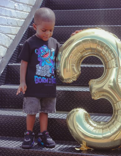 Customer photo review of Aqua 6s DopeSkill Toddler Kids T-shirt Born To Be Rich Graphic