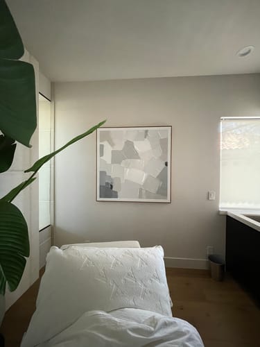 Customer photo review of Patches of Snow-Minimalist Textured Abstract Canvas painting for Modern Home Decor