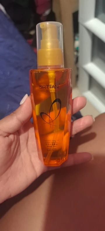 Customer photo review of Argan Oil Hair Serum Lightweight Split Ends Mist — Amber Gold | KIMLUD