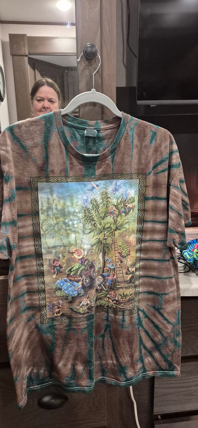 Customer photo review of Tie Dye Gnome Grown Herb T Shirt