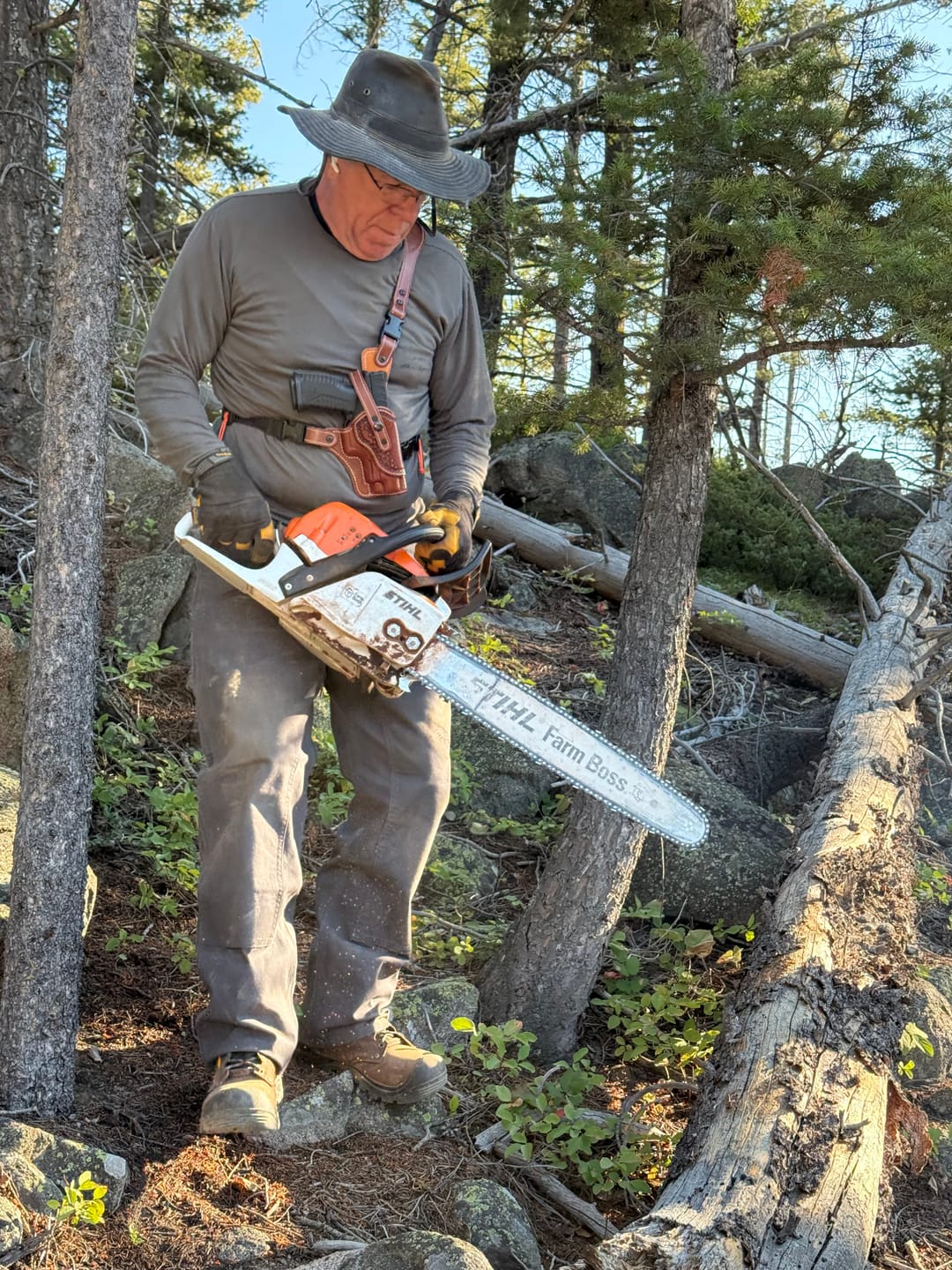 Customer photo review of Kodiak Leather Chest Holster