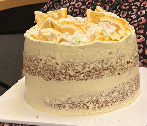 Customer photo review of lemon meringue cake