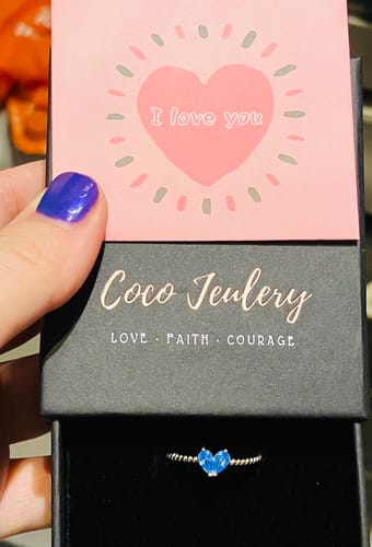 Customer photo review of Custom Tiny Heart Birthstone Adjustable Ring-Christmas Gift