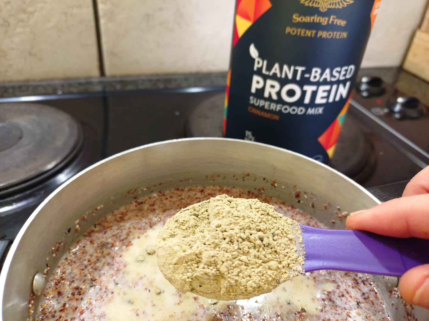 Customer photo review of Cinnamon Superfood Plant-Based Protein Powder