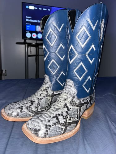 Customer photo review of Natural Python Leather Boots - Square Toe