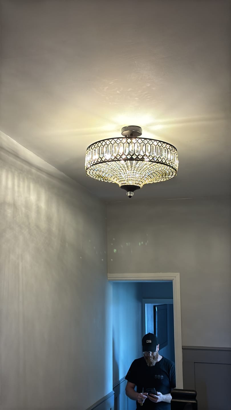 Customer photo review of Carved Crystal Drum Semi Flush Mount