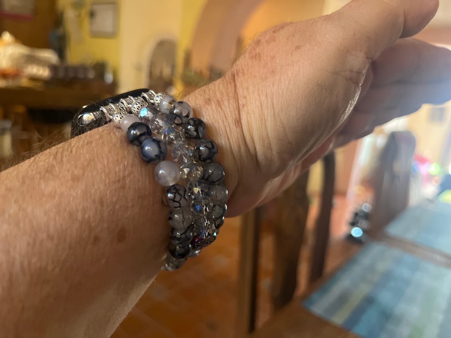 Customer photo review of Labradorite Crystal Stretch Apple Watch Strap