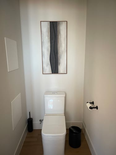 Customer photo review of Earthbound Harmony-Textured Abstract Neutral Painting | Wabi Sabi Vertical Wall Art