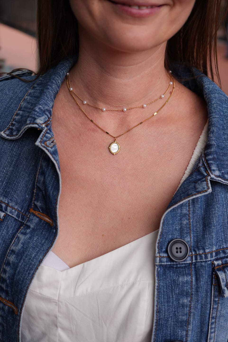 Customer photo review of Niyah Bead Gold Chain Necklace