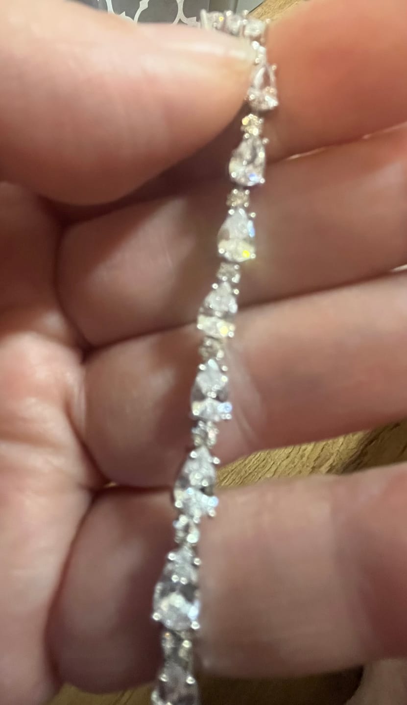 Customer photo review of Katelynn 18k White Gold Plated Tennis Bracelet with Simulated Diamond Crystals