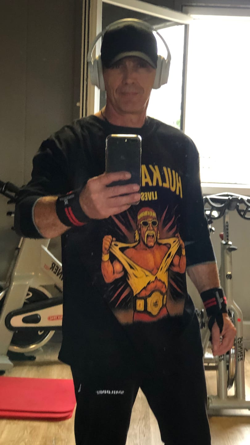 Customer photo review of HULKAMANIA LIVES ON Unisex Premium Shirt (Backprint)
