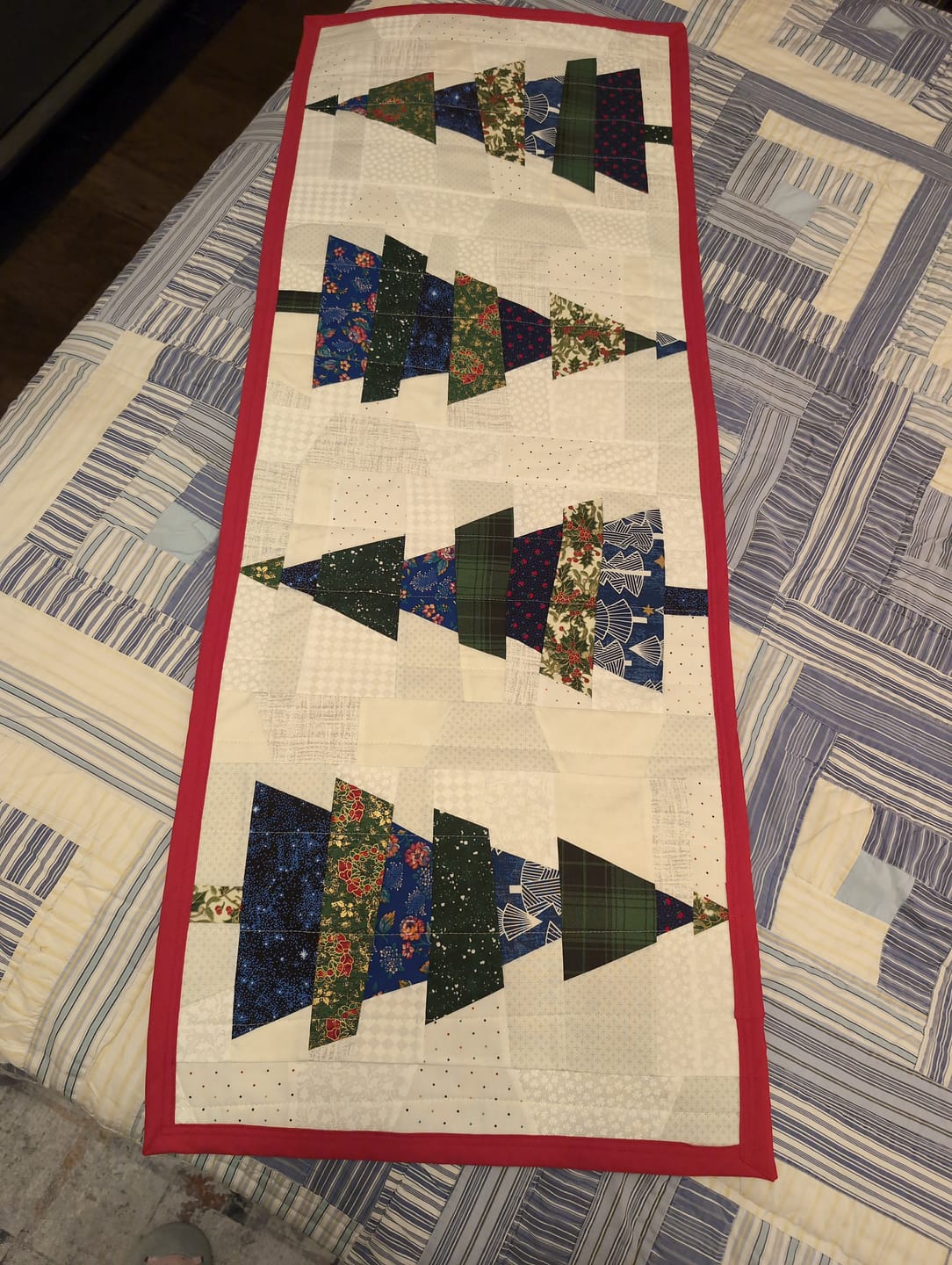 Customer photo review of Crazy Christmas Trees Table Topper Pattern