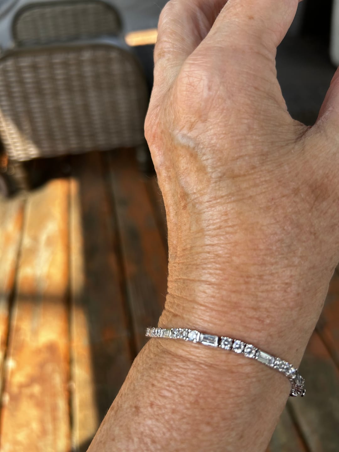 Customer photo review of Adrianna 18k White Gold Plated Tennis Bracelet with Simulated Diamond Crystals
