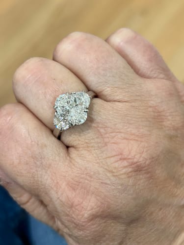 Customer photo review of M & Co. Oval Lab Grown Diamond Engagement Ring with Half Moon Accents