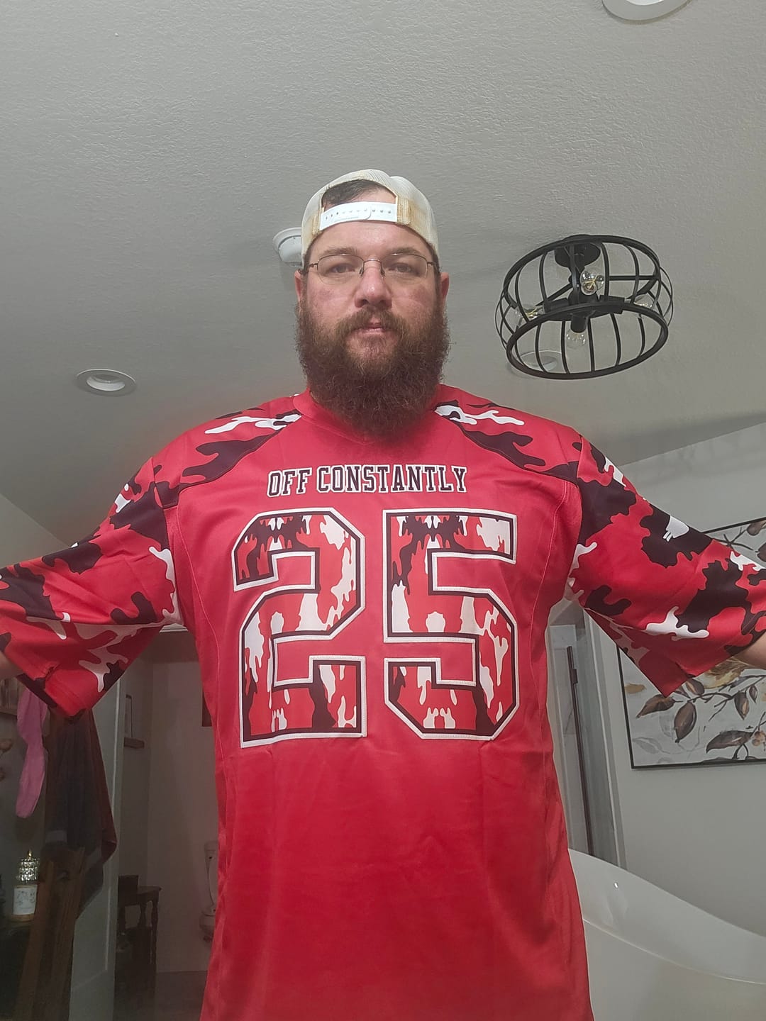 Customer photo review of Custom Red Black-White Personalized Camo Authentic Football Jersey