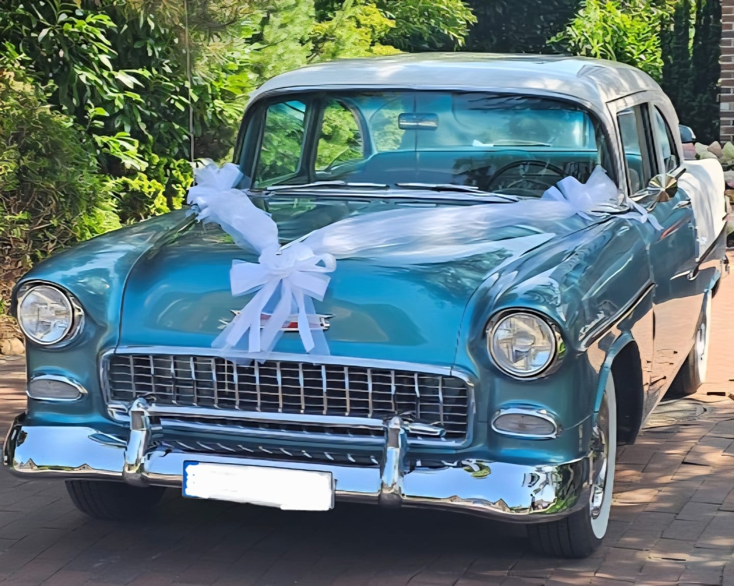 Customer photo review of Auto-Hochzeitsschmuck Motorhaube - CLARA Weiss