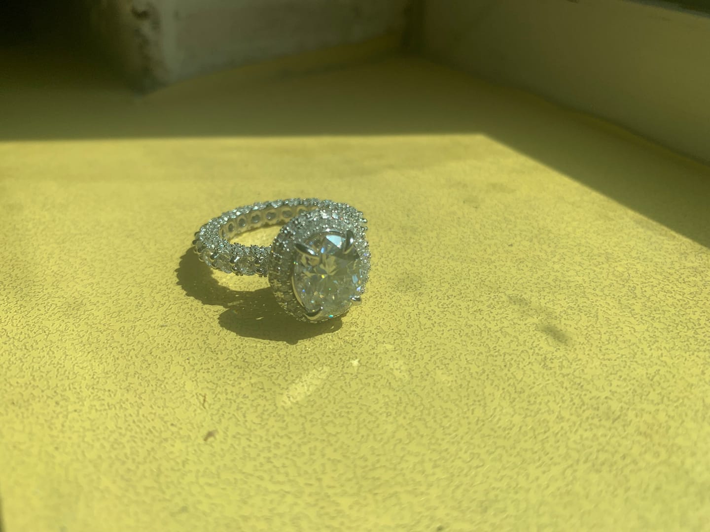 Customer photo review of Gorgeous Hidden Halo Oval Cut 4.0ct Engagement Ring In Sterling Silver