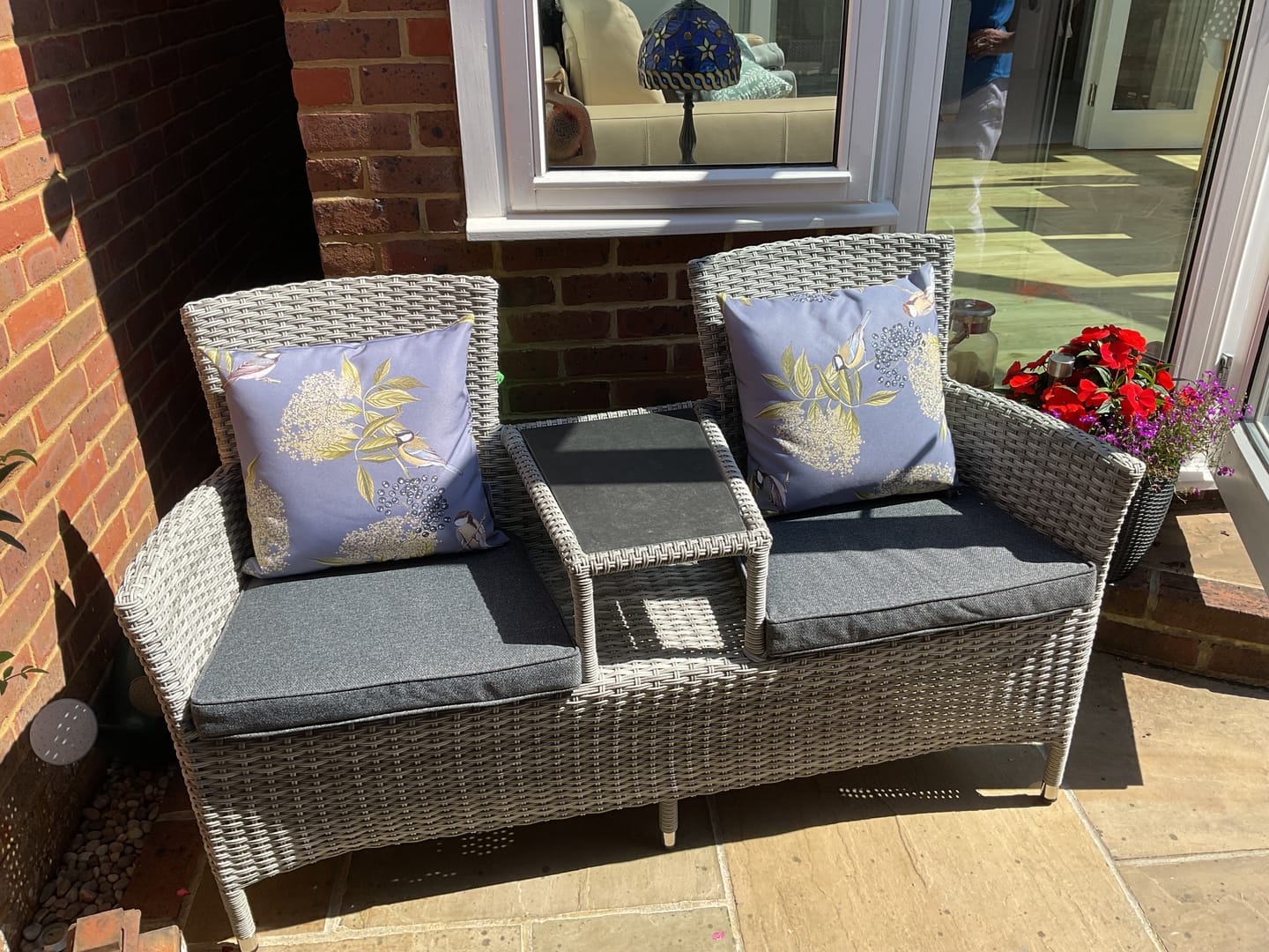 Customer photo review of Outdoor Garden Waterproof Cushion - Bird on Elderflower