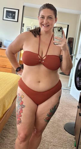 Customer photo review of Cinnamon Spice Brown Rib Bandeau Top final sale