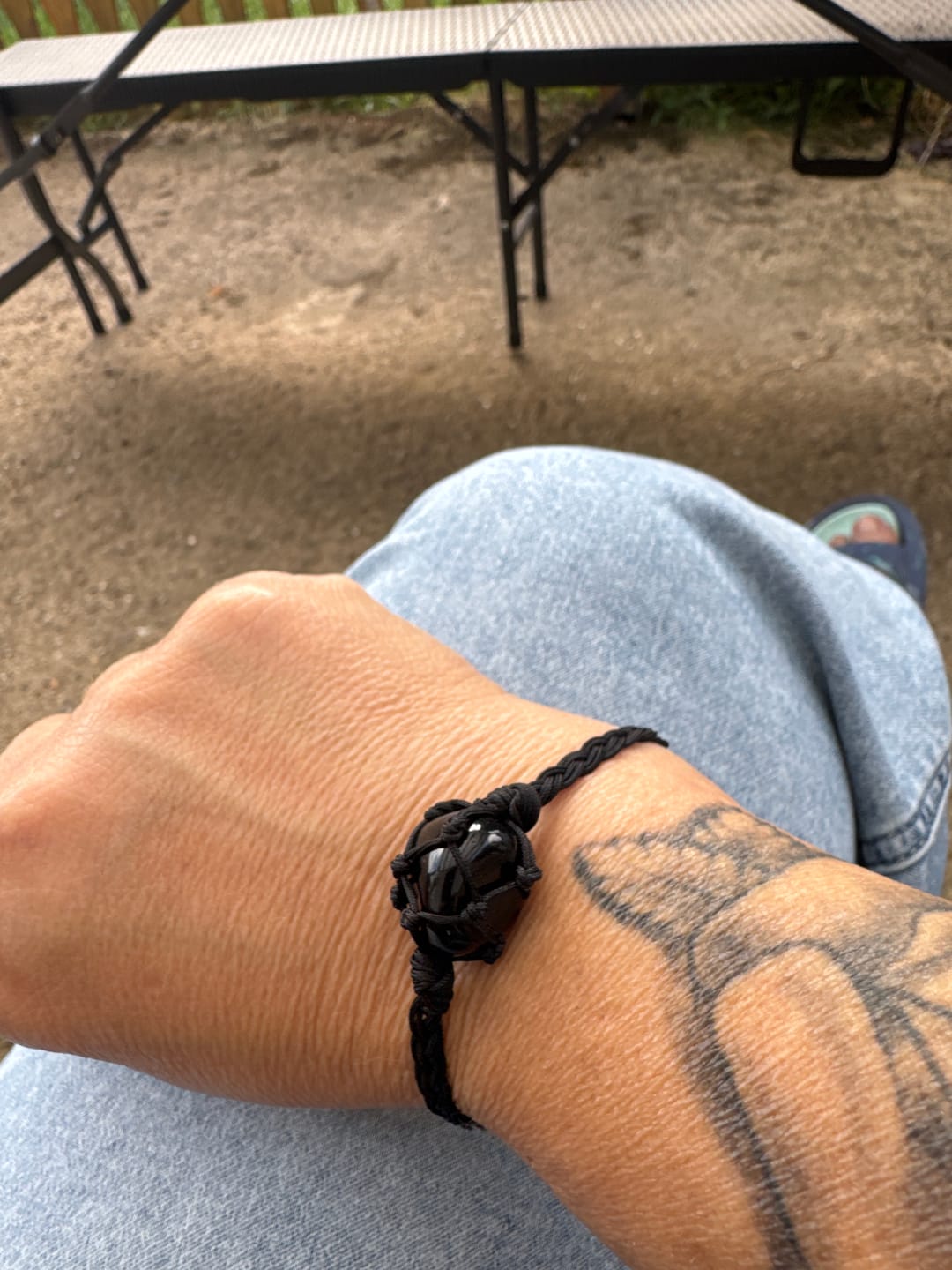 Customer photo review of Obsidian Naturstein Set - Halskette & Armband
