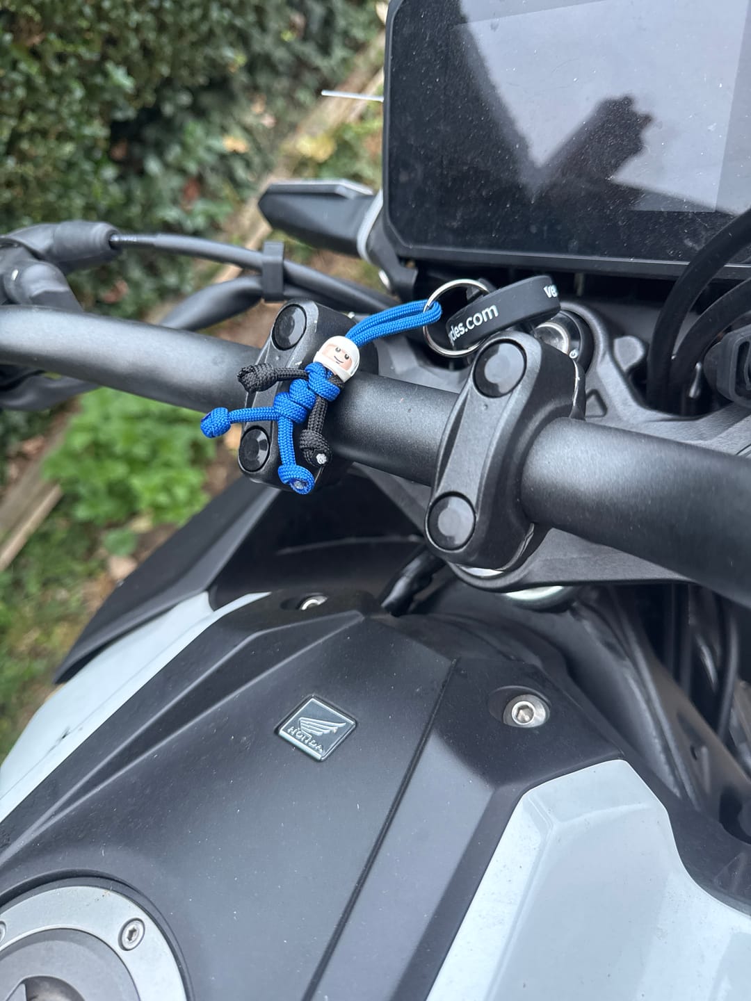 Customer photo review of Blue Biker Buddy Paracord Keychain
