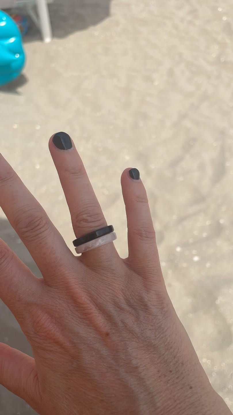 Customer photo review of Retro Felix Black and White Couple Ring