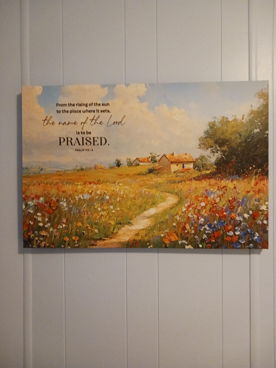 Customer photo review of Psalm 113:3 From The Rising Of The Sun Bible Verse Wall Art Canvas