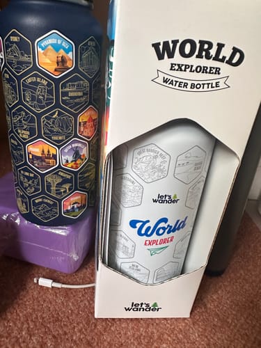 Customer photo review of Let's Wander™ World Explorer Water Bottle + Stickers