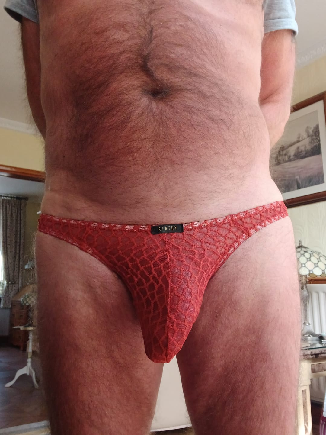 Customer photo review of Men's Breathable Mesh Thongs