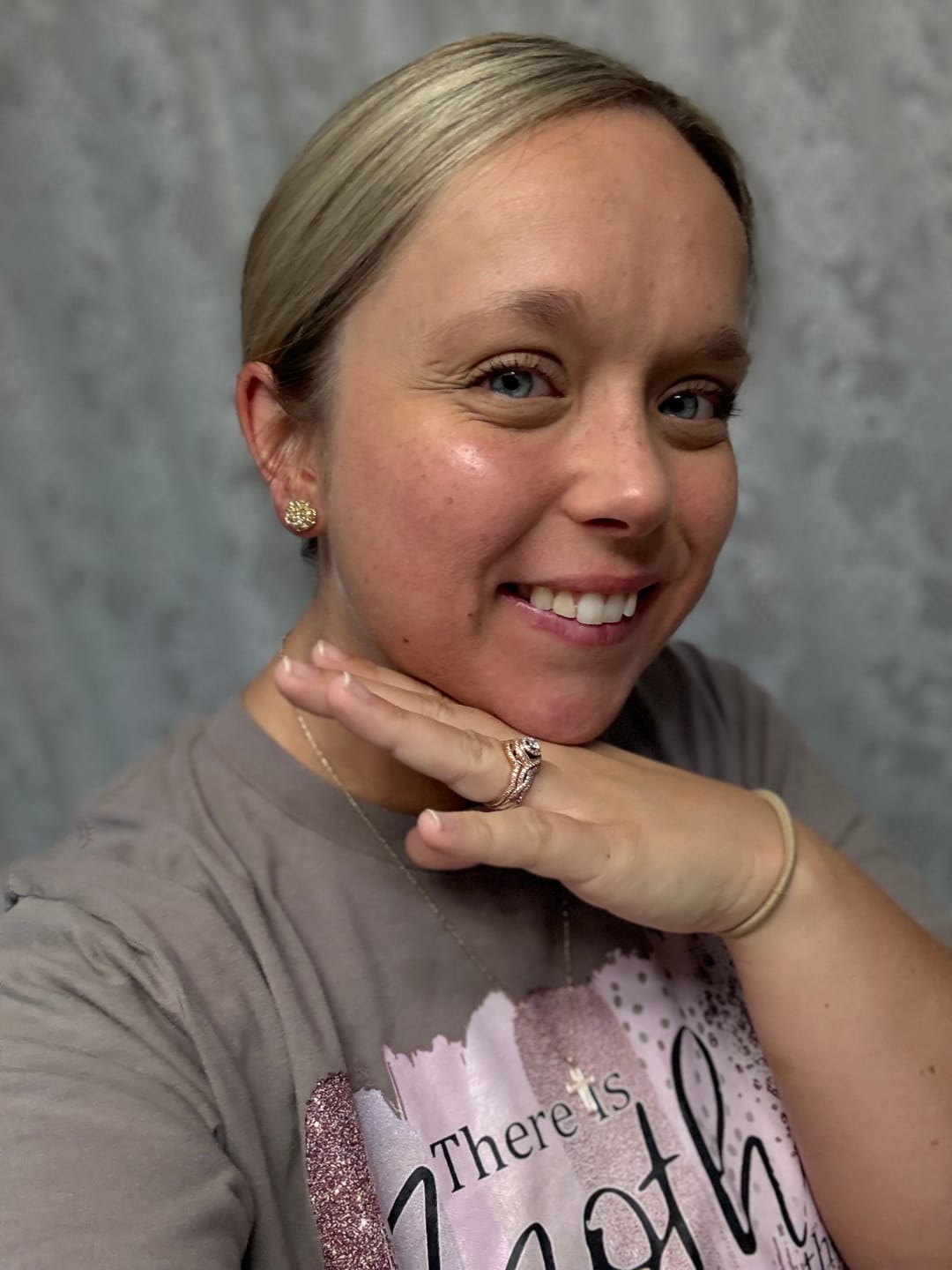 Customer photo review of Medium Faux Druzy Studs Hypoallergenic Earrings for Sensitive Ears Made with Plastic Posts