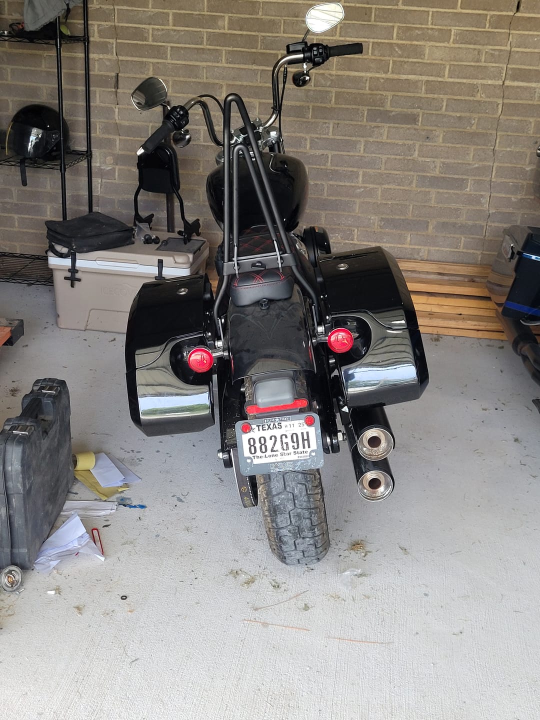 Customer photo review of 32L - Darkin Large Quick Mount Painted Hard Saddlebags for Harley Softail Standard FXST