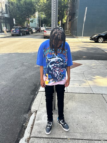Customer photo review of Godspeed Off The Leash Tee Royal Blue