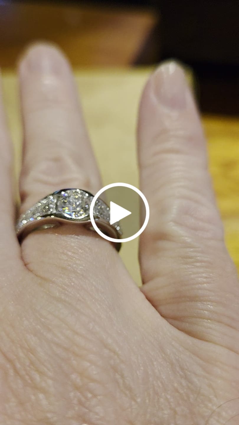 Customer video review of Bezel Round Moissanite Channel Euro Shank Engagement Ring
