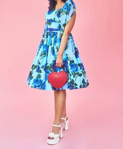 Customer photo review of 1950s Swing Sundress and Scarf in Blue Vintage Roses - Vixen by Micheline Pitt