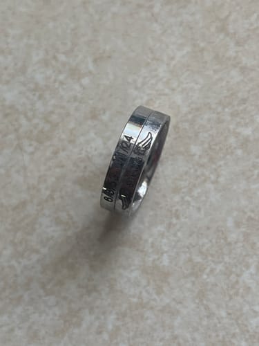 Customer photo review of Personalized Wings Memorial Rings Set of 2 Stacking Ring