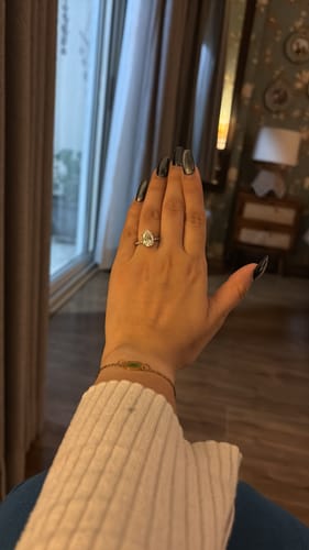 Customer photo review of Gloria Pear Solitaire Silver Ring