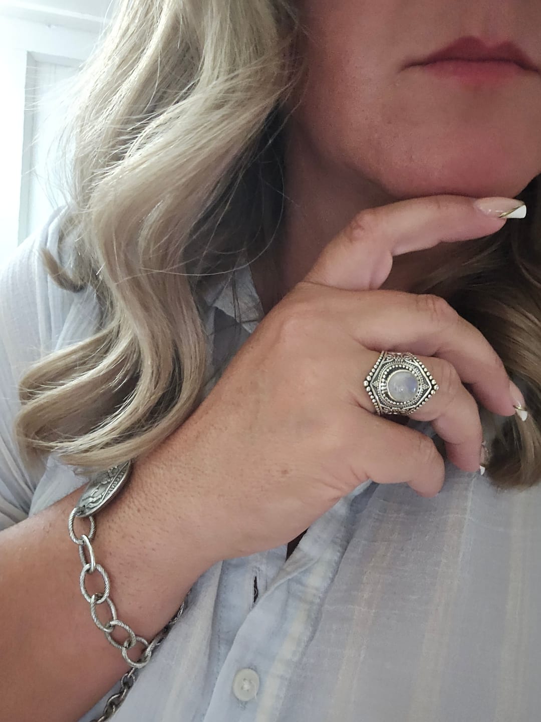 Customer photo review of Sterling Silver Boho Ring with Moonstone