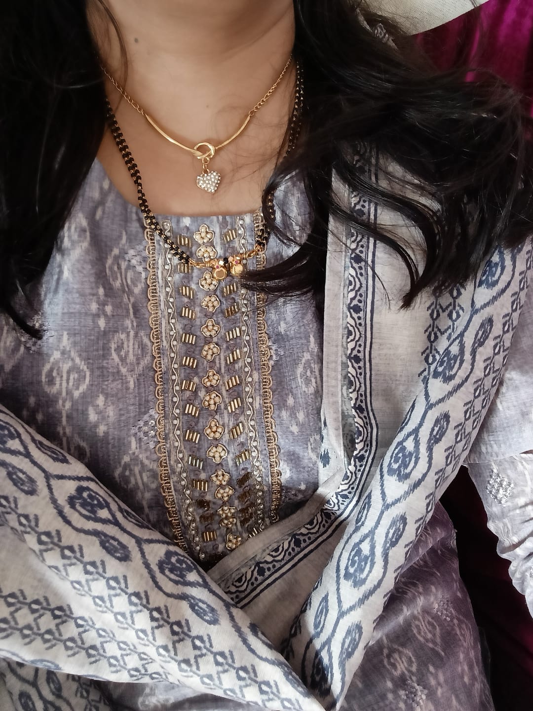 Customer photo review of Crystal Heart Charm Gold Necklace