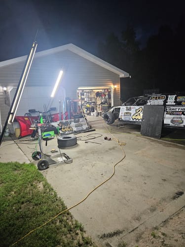 Customer photo review of Racing Trailer Pit Light – Dual 5 Foot Pole 20,000 Lumens
