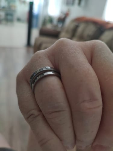 Customer photo review of Personalized Wings Memorial Rings Set of 2 Stacking Ring