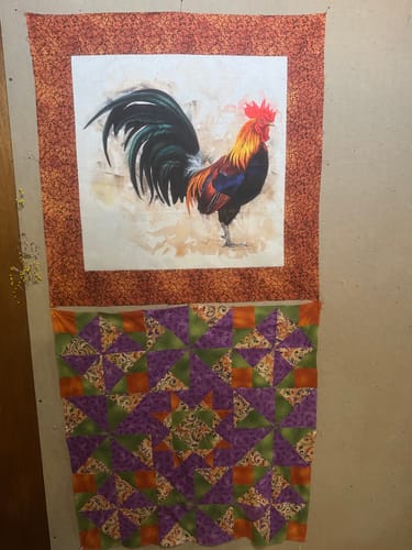 Customer photo review of Rooster Fabric Panel - Multi