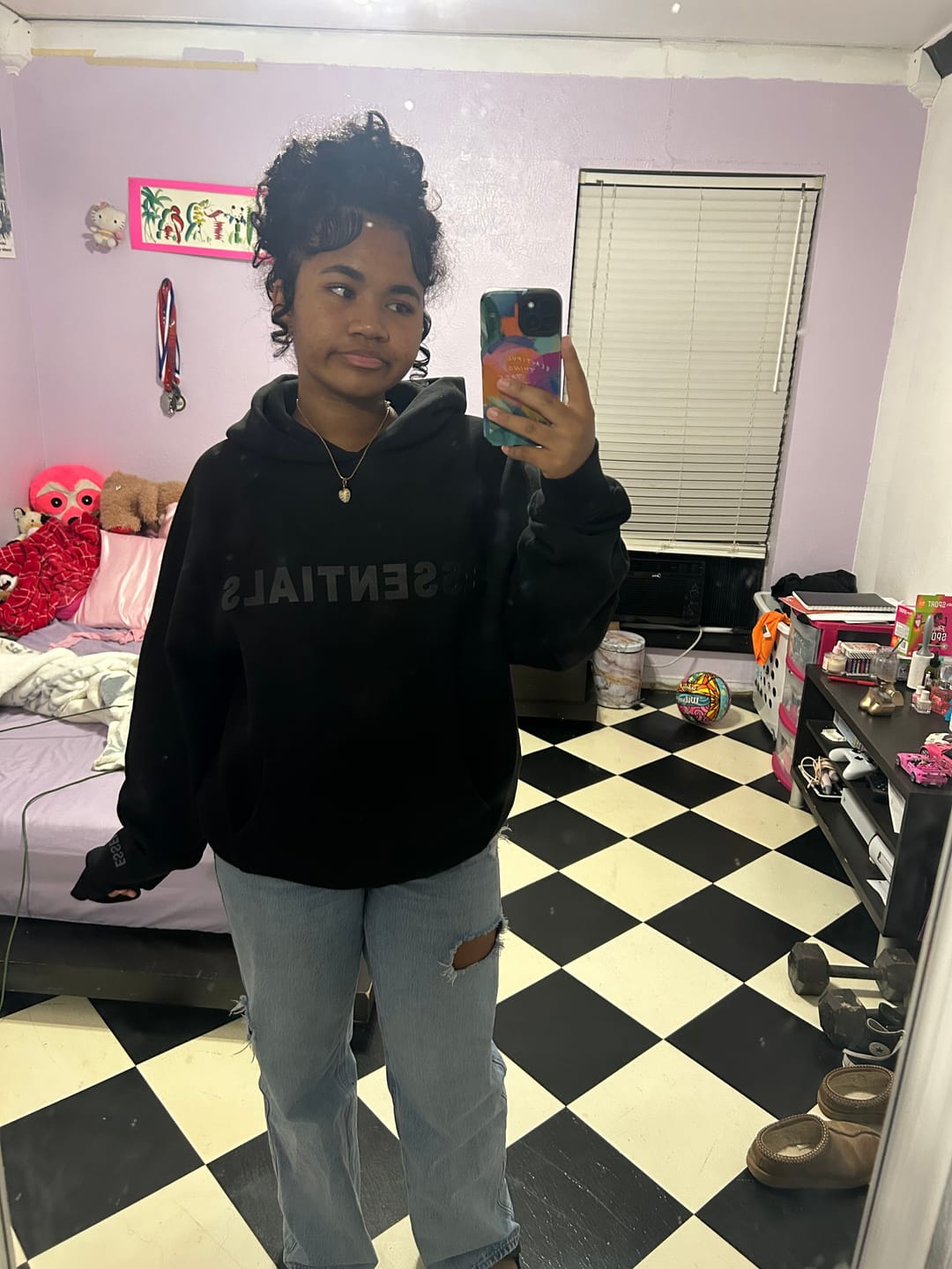 Customer photo review of NEW! Stylish 3:3 Essentials Hooded Sweatshirt 3:3 3SS3NTIALS HOODIE (Off Black)