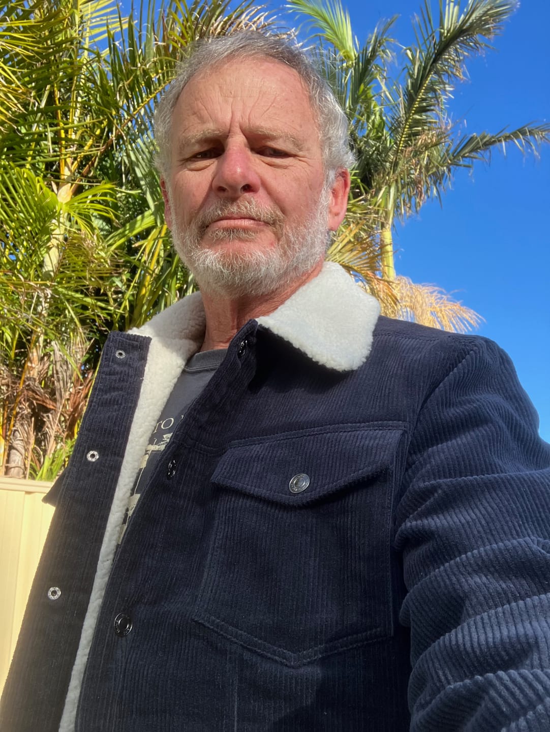 Customer photo review of Hammer Men's Cord/Sherpa Jacket - Navy/White Sherpa