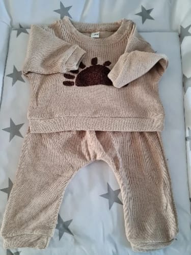 Customer photo review of Fuzzy Rainbow Sun Jogger Set