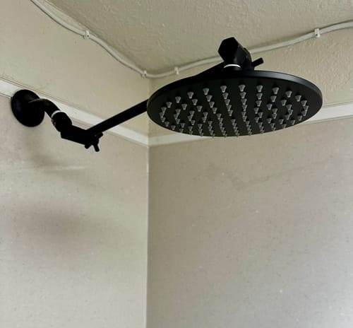 Customer photo review of All Metal 8 Inch Rain Shower Head and Adjustable Shower Arm, 2.5 GPM