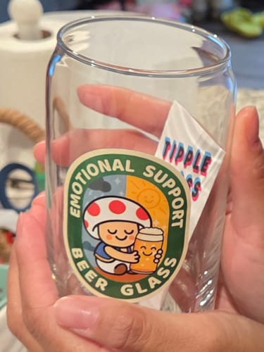Customer photo review of "Emotional Support Beer" 16oz glass